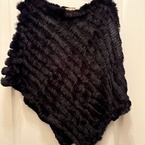 BCBG Genuine Fur Rabbit Poncho EUC One Size